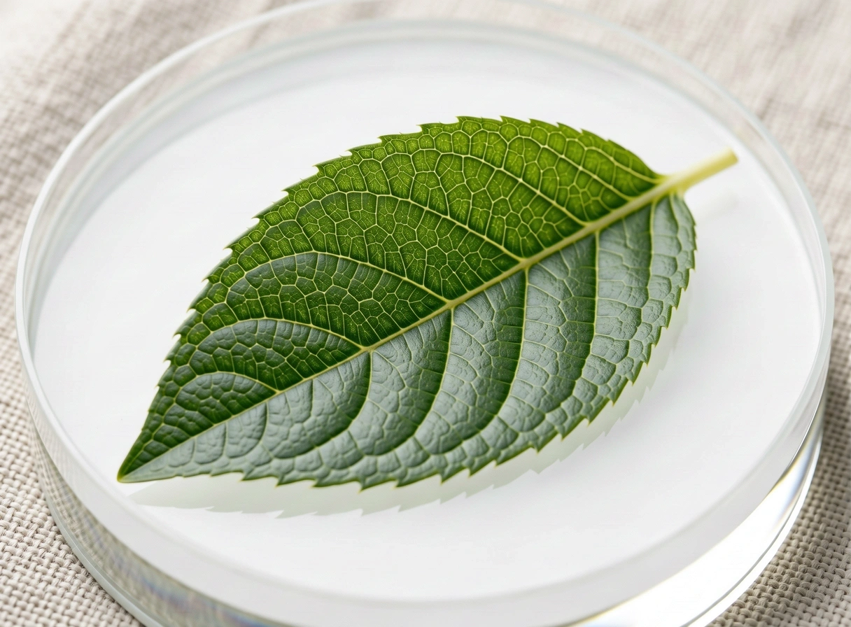 Estructura celular de una hoja representando la nutrición biológica